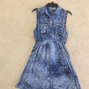 knee length tie dye blue and white heart dress
